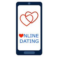 online dating koncept. smartphone med två hjärtan på skärmen vektor