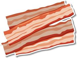 rå bacon ränder klistermärke på vit bakgrund vektor