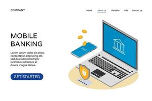 Designvorlage für Online-Banking-Zielseiten-Website vektor