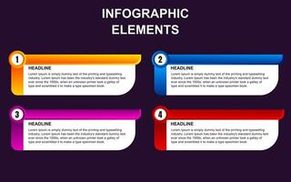 Infografik Element Design mit 4 bunt Schritte zum Präsentation und Geschäft. Infografik Planung Design zum Präsentationen. vektor