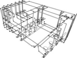 3d illustration av byggnad rör vektor