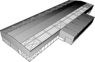 3d illustration av industriell byggnad vektor