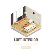 loft interiör isometrisk vy vektorillustration vektor