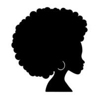 70er Jahre afro Frisur Frau Kopf Profil Silhouette. Vektor Illustration