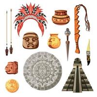 Maya Zivilisation Kultur Icon Set Vector Illustration