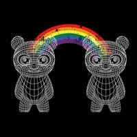 T-Shirt Design von zwei Bären vereinigt durch ein Regenbogen. Vektor Illustration gut zum Fröhlich Stolz Tag.