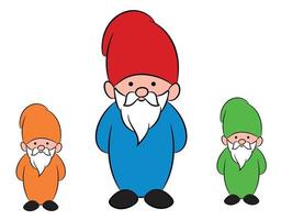 grupp av trädgård gnome seriefigur vektor