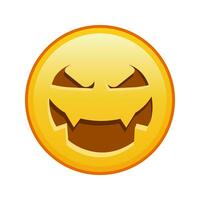 skrämmande halloween ansikte stor storlek av gul emoji leende vektor