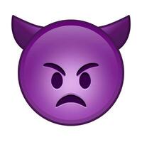 wütend Gesicht mit Hörner groß Größe von Gelb Emoji Lächeln vektor