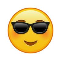 verlegen lächelnd Gesicht mit Sonnenbrille groß Größe von Gelb Emoji Lächeln vektor