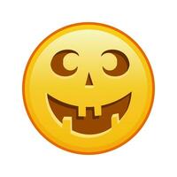 skrämmande halloween ansikte stor storlek av gul emoji leende vektor