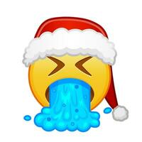 Weihnachten Gesicht Erbrechen groß Größe von Gelb Emoji Lächeln vektor