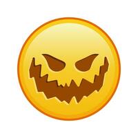 unheimlich Halloween Gesicht groß Größe von Gelb Emoji Lächeln vektor