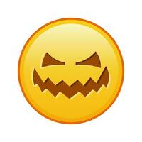 skrämmande halloween ansikte stor storlek av gul emoji leende vektor