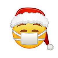 Weihnachten Gesicht mit medizinisch Maske groß Größe von Gelb Emoji Lächeln vektor