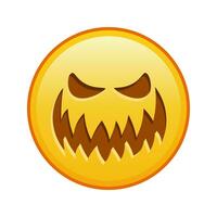 skrämmande halloween ansikte stor storlek av gul emoji leende vektor