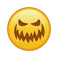 unheimlich Halloween Gesicht groß Größe von Gelb Emoji Lächeln vektor