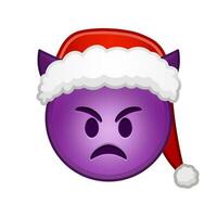 jul arg ansikte med horn stor storlek av gul emoji leende vektor