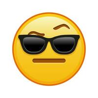 Gesicht mit einer Augenbraue angehoben mit Sonnenbrille groß Größe von Gelb Emoji Lächeln vektor