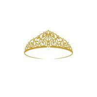 årgång elegant guld tiara logotyp illustration i isolerat vit bakgrund vektor