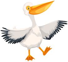 Pelican karaktär på vit bakgrund vektor