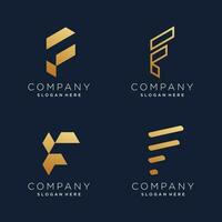 Brief f Logo Design Element Vektor Sammlung mit golden Konzept