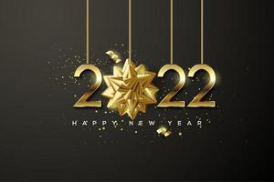 gott nytt år 2022 med guld på svart bakgrund. vektor