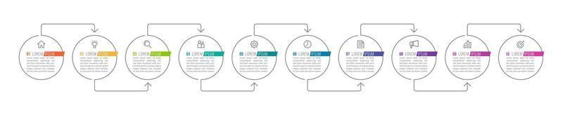 Infografik mit 10 Schritten für die Geschäftspräsentation vektor