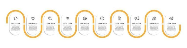 Infografik mit 10 Schritten für die Geschäftspräsentation vektor