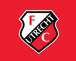 utrecht klubb logotyp symbol nederländerna eredivisie liga fotboll abstrakt design vektor illustration med röd bakgrund