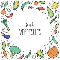 handgezeichneter Satz Gemüse. Vektor-Illustration von Doodle-Skizze vektor