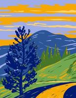 MT Washburn Trail Yellowstone National Park WPA Art vektor