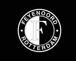 feyenoord rotterdam klubb logotyp symbol vit nederländerna eredivisie liga fotboll abstrakt design vektor illustration med svart bakgrund