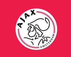 ajax amsterdam klubb logotyp symbol nederländerna eredivisie liga fotboll abstrakt design vektor illustration med röd bakgrund