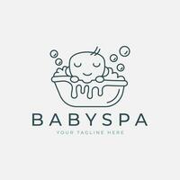 bebis spa linje konst logotyp vektor illustration mall design, bebis bad logotyp