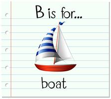 Flashcard Buchstabe B ist für Boot vektor