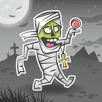 Mumie Zeichentrickfigur. Halloween-Aufkleber. Halloween-Monster. vektor