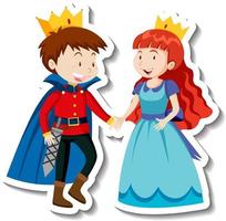 Prinz und Prinzessin Cartoon-Charakter-Aufkleber vektor