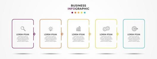 infographic design affärsmall med ikoner och 5 alternativ eller steg vektor