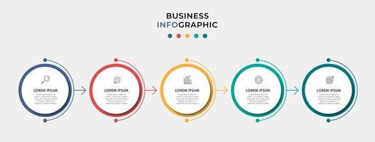 infographic design affärsmall med ikoner och 5 alternativ eller steg vektor