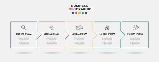 infographic design affärsmall med ikoner och 5 alternativ eller steg vektor