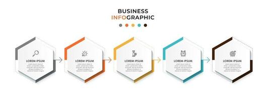 infographic design affärsmall med ikoner och 5 alternativ eller steg vektor