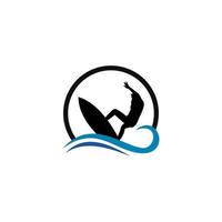 surf logotyp mall vattensport design vektor. vektor