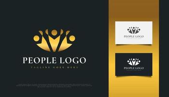 gyllene människor logotypdesign vektor