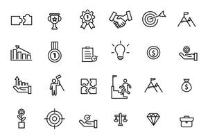 Verwaltung Symbole dünn Linie Kreativität, Start-up, Leistung, Leistung , Geld, Mission , Ziel, Wachstum Symbole Sammlung.set Vektor Illustration