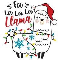 haben ein umwerfend Weihnachten Vektor Illustration. komisch Lama mit Girlande von Licht Glühbirnen und Schneeflocken. Kinder Weihnachten Nummer Design isoliert gut zum Weihnachten Schöne Grüße Karten, Poster, drucken,