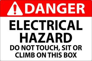 Achtung Zeichen elektrisch Gefahr - - tun nicht berühren, sitzen oder steigen auf diese Box vektor