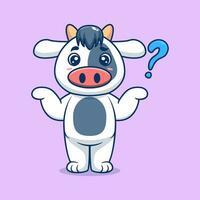 süß Kuh verwirrt Karikatur Vektor Symbol Illustration