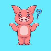süß Schwein verwirrt Karikatur Vektor Symbol Illustration