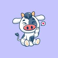 süß Kuh mit Liebe Zeichen Hand Karikatur Vektor Symbol Illustration .Tier Natur Konzept isoliert